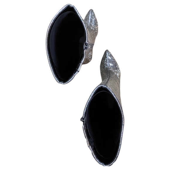 INC Paiton Block Heel Rhinestone Sparkle Knee High Pewter Crystal Boots - Picture 8 of 11